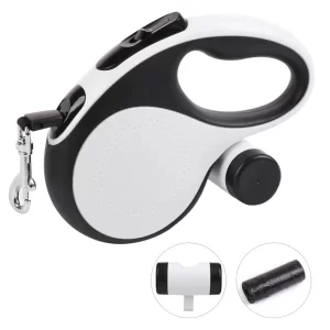 QKAMOR Retractable Dog Leash with Poop Bags Holder for Small Medium Dogs; 16FT/5M