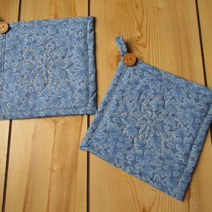 Blue Tan Potholders