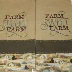 Embroidered farm sweet farm tea towels