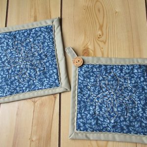 Blue Tan Potholders