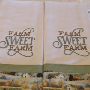 Embroidered farm sweet farm tea towels